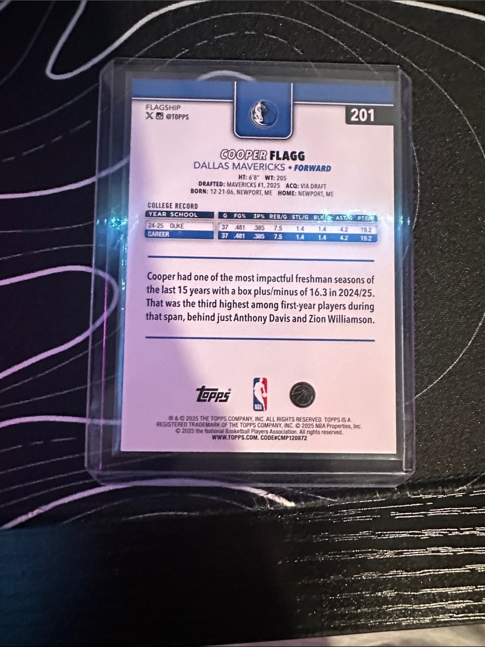 Topps Dallas Blue Basketball Rookie Card - Picture 2 of 2
